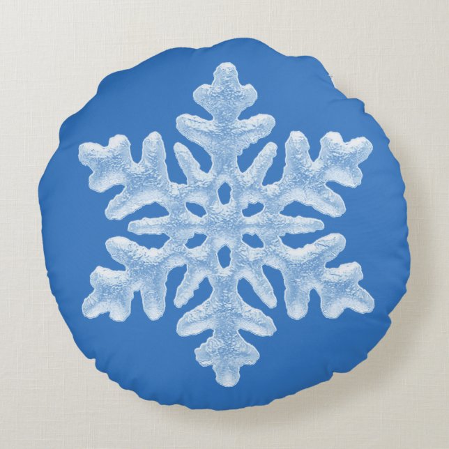 Isig Coola Blue Frozen Snowflake Vinterjul Rund Kudde (Baksidan)
