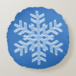 Isig Coola Blue Frozen Snowflake Vinterjul Rund Kudde