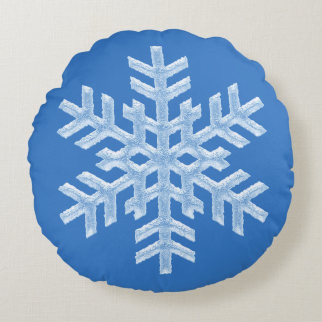 Isig Coola Blue Frozen Snowflake Vinterjul Rund Kudde (Framsidan)