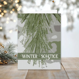 Isig Grönt Gräs Gren Lycklig Winter Solstice Kort