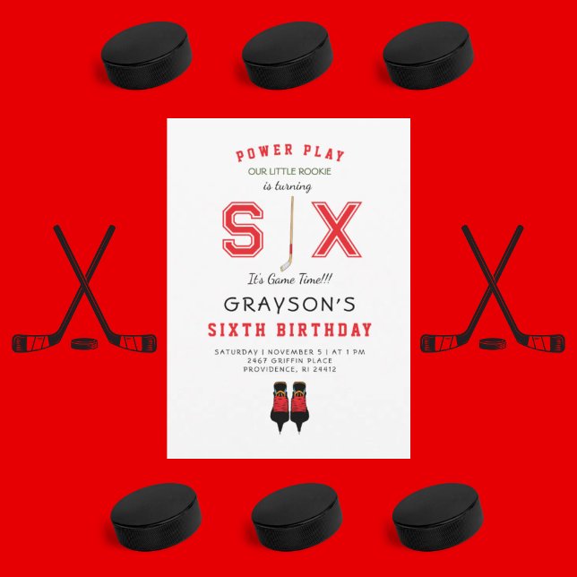 Isig Hockey 6e födelsedagsinbjudan Inbjudningar (Skapare uppladdad)