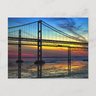 Isig i Chesapeake Bay Bridge Sunset Silhouette Vykort