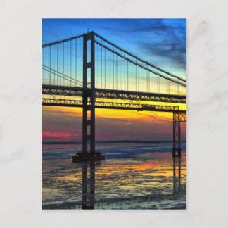 Isig i Chesapeake Bay Bridge Sunset Silhouette Vykort