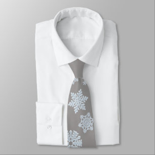 Isig Vit, fryst, snöflingor, Elegant, julGrått Slips