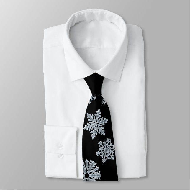 Isig White Frozen Snowflake Elegant Black jul Slips (Bunden)