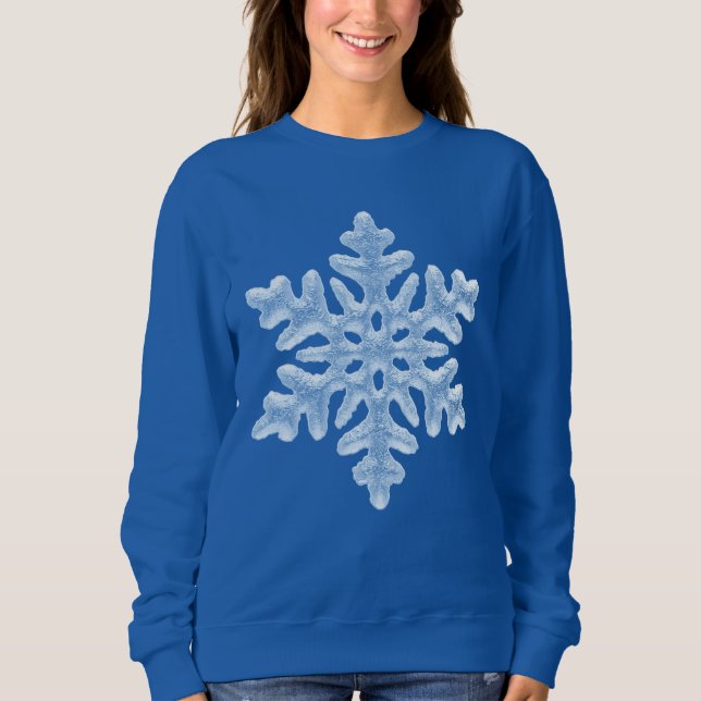 Isig White Frozen Snowflake Elegant God jul T Shirt (Framsida)