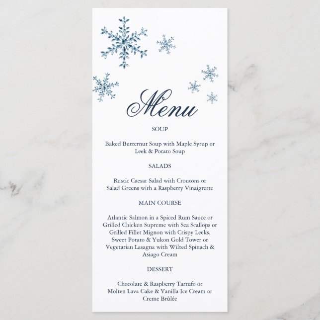 Isig Winter Snowflake Menu Meny (Framsida)
