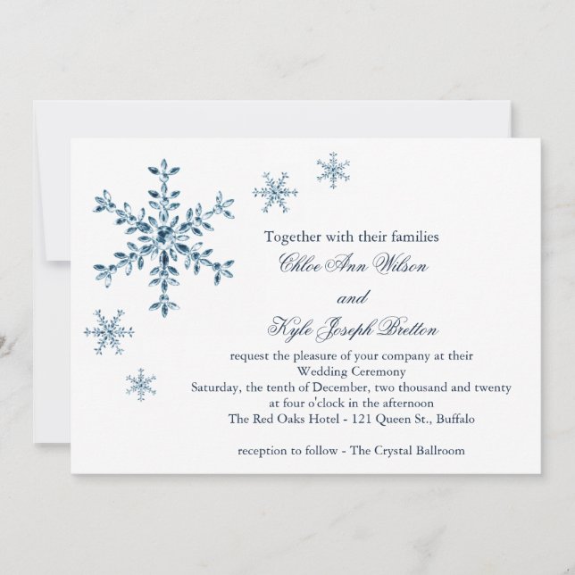 Isig Winter Snowflake Wedding bjudande Inbjudningar (Framsida)