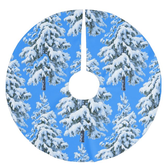 Isiga Träd Drömmar Snöig Skog Julgransmatta Borstad Polyester (Framsidan)