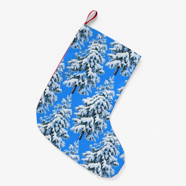 Isiga träd drömmar snöig skog liten julstrumpa (Framsidan (Hängande))