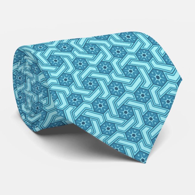 Isigt hexagonmönster med snöflingor slips (Rullad)
