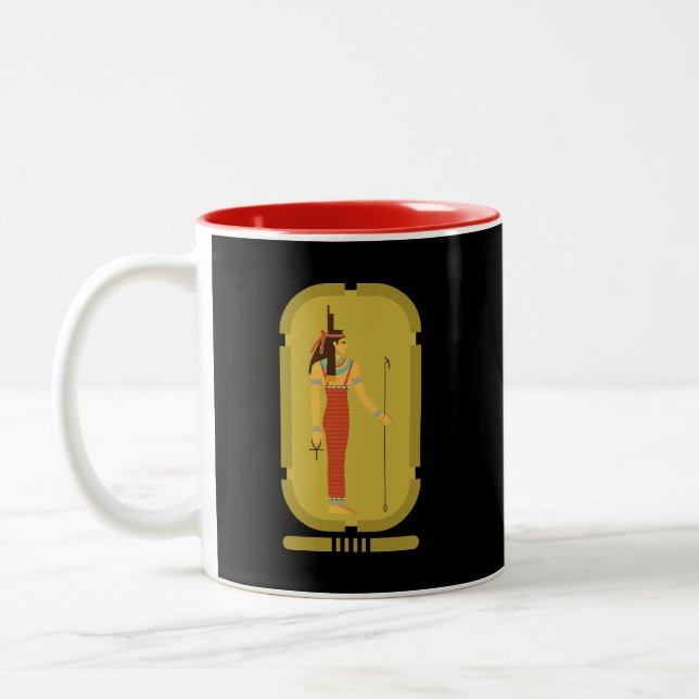 Isis Ancient Egypten Goddess Two-Tone Coffee Mugg (Vänster)