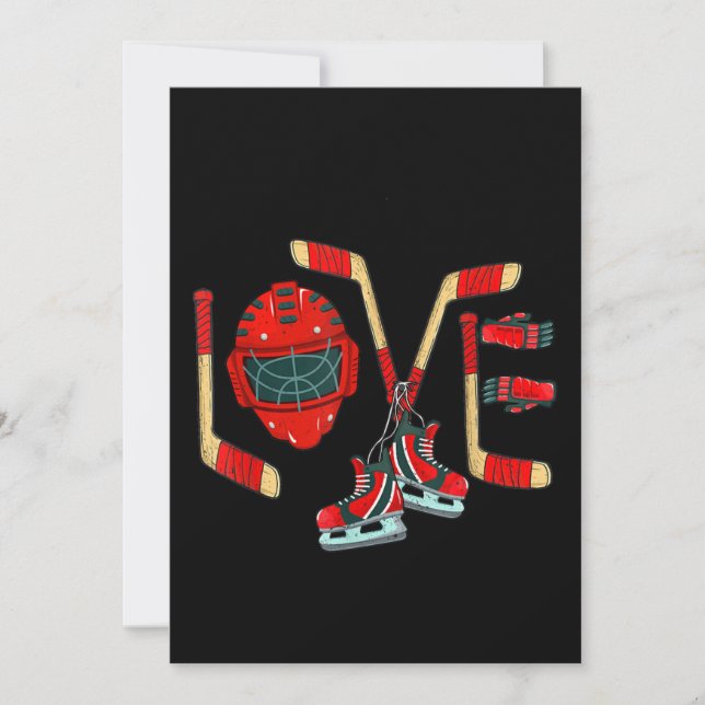 Isjus Hockey Kärlek Cute Gift Boys Girl Inbjudningar (Framsida)