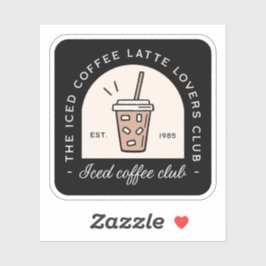 Iskad kaffelatte älskare finare svart klistermärken