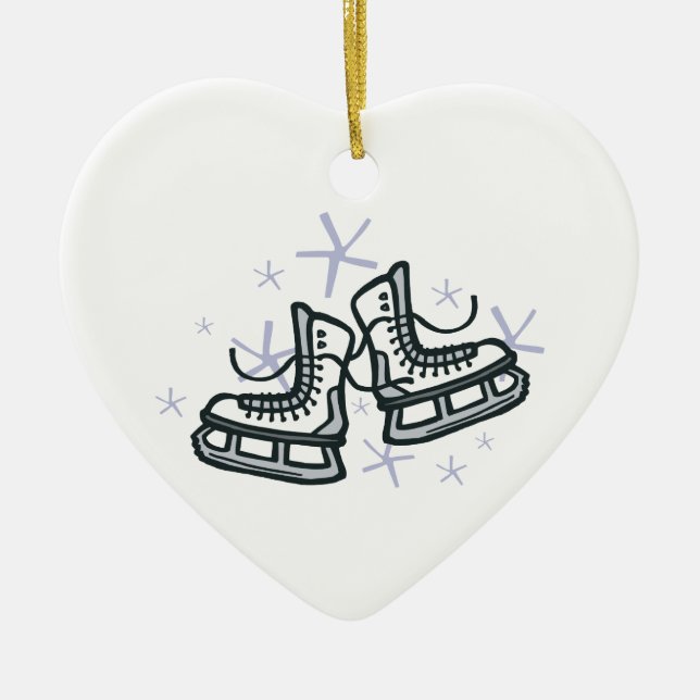 Iskal och snöflingor grafik julgransprydnad keramik (Framsidan)