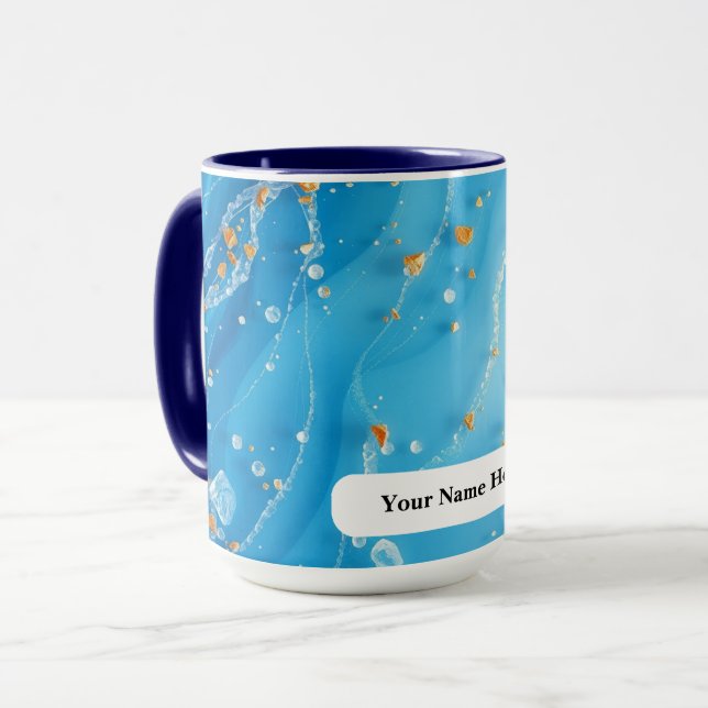 Iskald Azurblå Våg Hav Metallisk Virvel Mugg (Framsida vänster)
