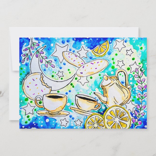 iskall citronlavendelcookie & kaffe anteckningskort (Framsida)
