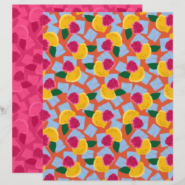 Iskall hallonlemonad Scrapbookpapper (Fram/baksida)