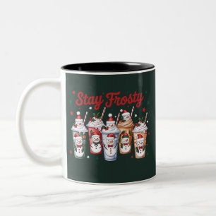Iskall kaffe Håll dig frostig jul snömannen Xmas Två-Tonad Mugg