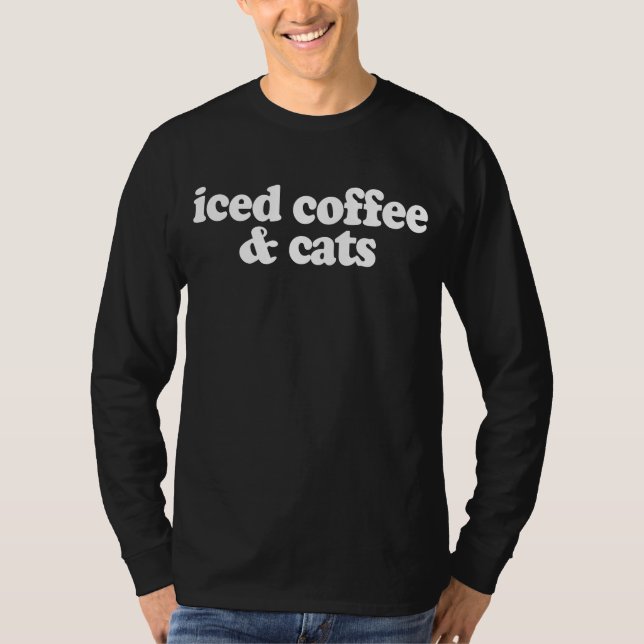 Iskall kaffe och katter t shirt (Framsida)
