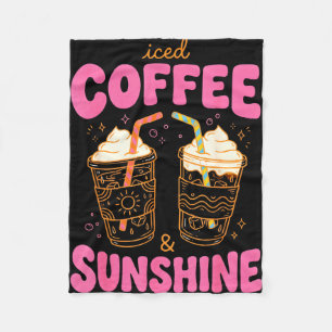 Iskall kaffe och solsken sommar vibbar rolig söt fleecefilt