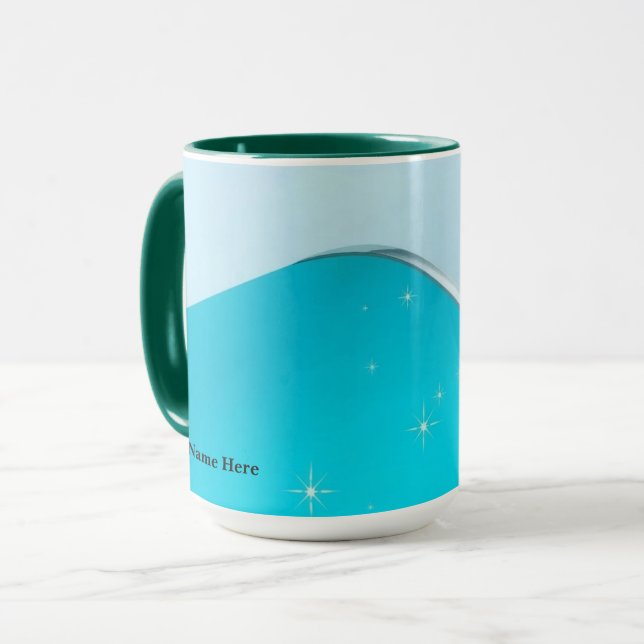 Iskig Cyan Lyx Titanium Glitter Explosion Mugg (Framsida vänster)