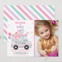 Iskkräm 2 svensk 2:a födelsedagen Ice Cream Lastbi Inbjudningar