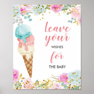 Iskräm Baby Shower Önskningar för Baby Skylt