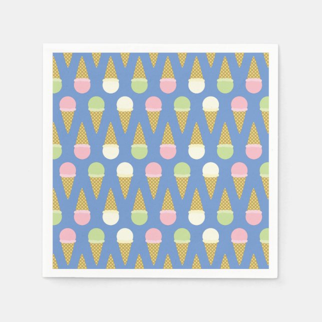 Iskräm Cone Cute 1st Birthday Party Napkins Pappersservett (Framsidan)