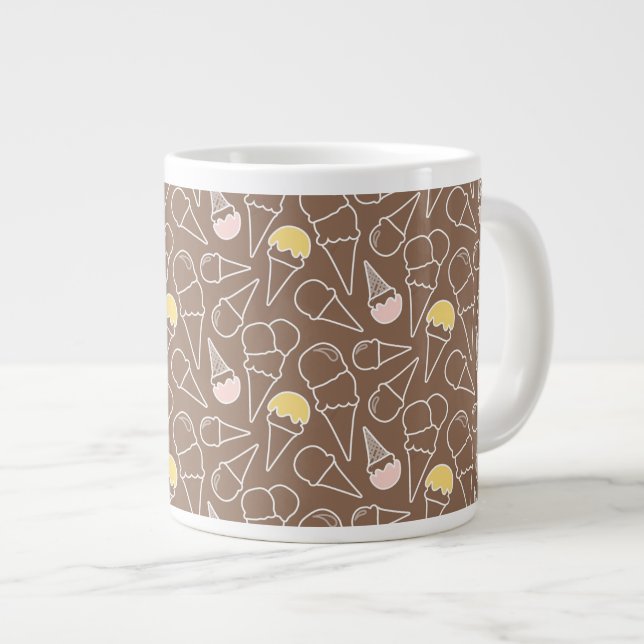 Iskräm Cone Mönster på Brown Jumbo Mugg (Framsida höger)