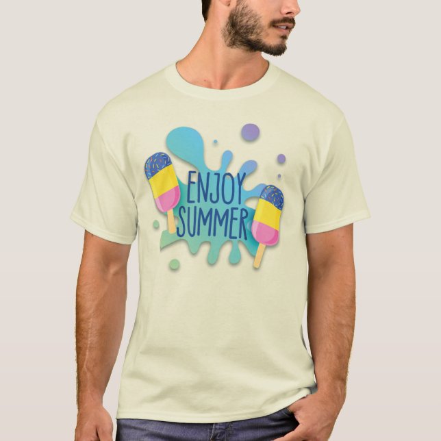 Iskräm med Vatten Stänk/skuggeffekt T Shirt (Framsida)
