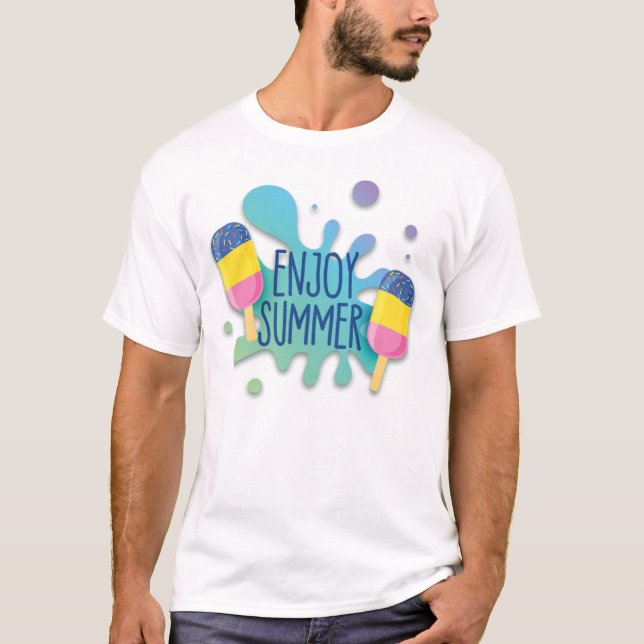 Iskräm med Vatten Stänk/skuggeffekt T-Shirt (Framsida)
