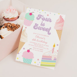 Iskräm och kummel 4e födelsedagen inbjudningar