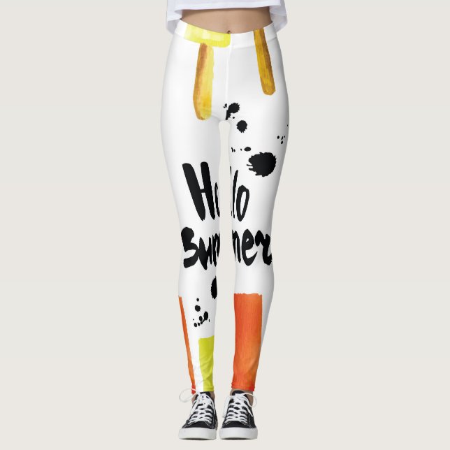 Iskräm: Vintage Vattenfärg Leggings (Framsida)