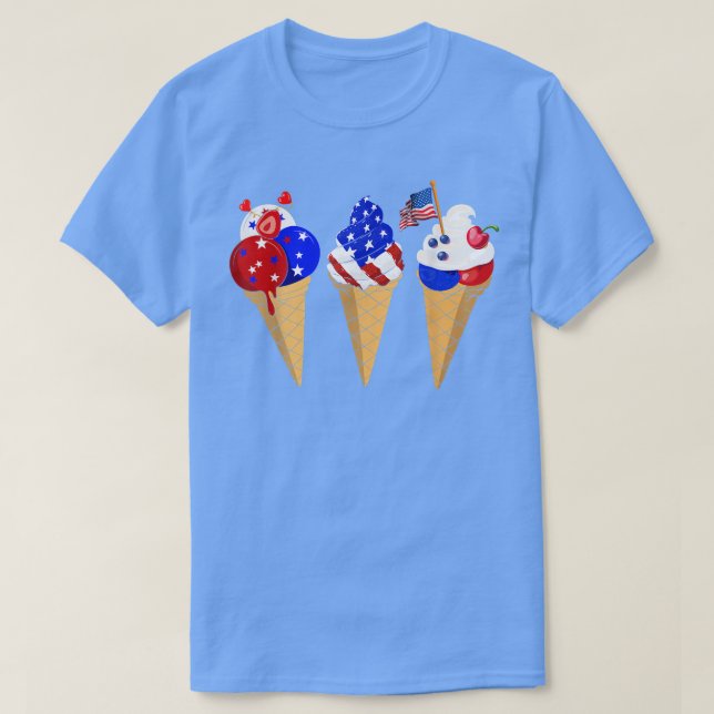 Iskrämer amerikanska Flagga Lycklig 4:e juli-sötsa T Shirt (Design framsida)