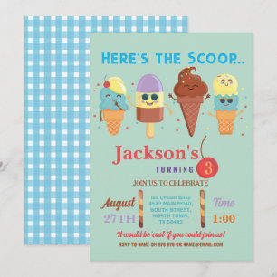 Iskremsscoop-butik Cool Boys Lolly-inbjudan Inbjudningar
