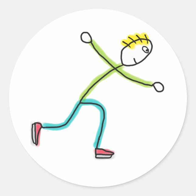 Iskridsko Stickman Runt Klistermärke (Framsida)
