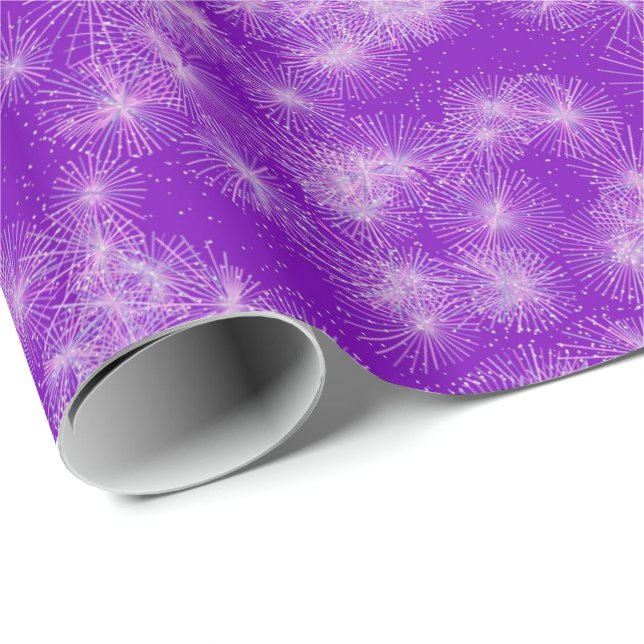 Iskristallstjärnor - djup lila presentpapper (Rullad Hörn)