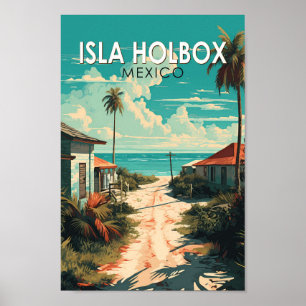 Isla Holbox Mexico Travel Art Vintage Poster