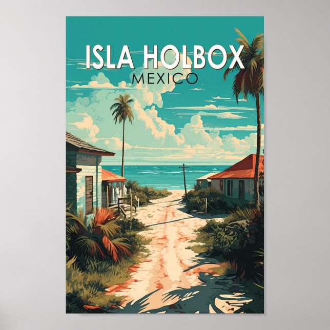 Isla Holbox Mexico Travel Art Vintage Poster (Framsidan)