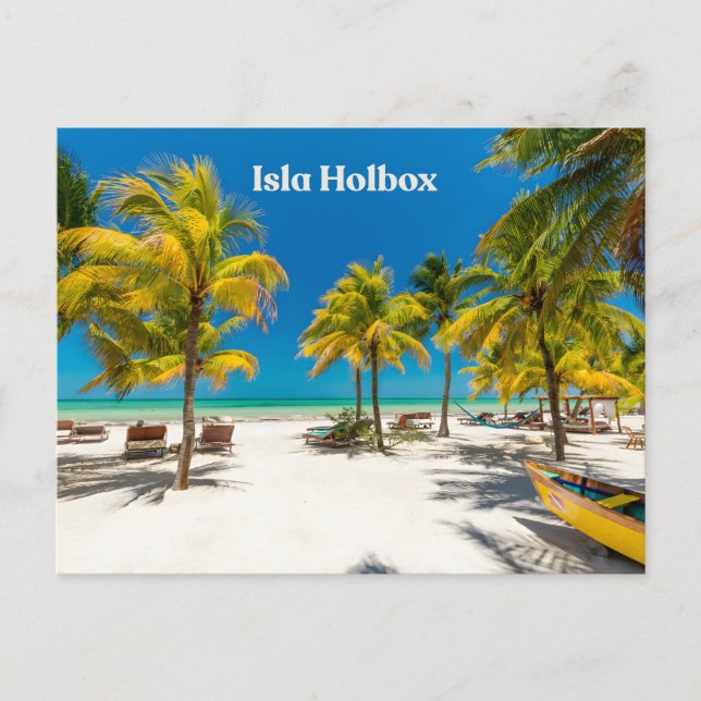 Isla Holbox Mexiko Vacker strand med palmer  Vykort (Framsida)