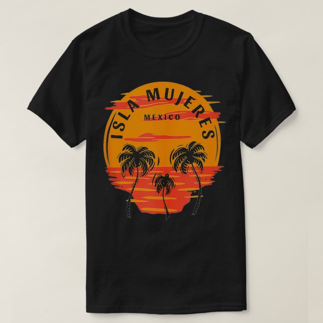 Isla Mujeres Mexico Handflatan Träd Sunset Skull B T Shirt (Design framsida)