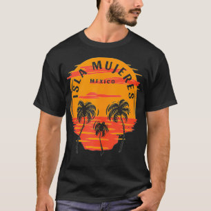 Isla Mujeres Mexico Handflatan Träd Sunset Skull B T Shirt