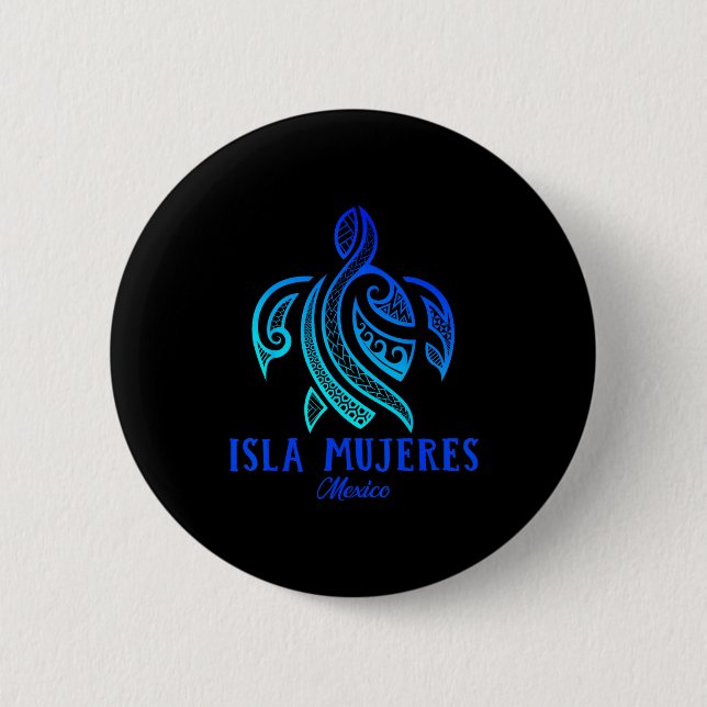 Isla Mujeres Mexico Sea Turtle Tie Dye Hibiscus Va Knapp (Framsida)