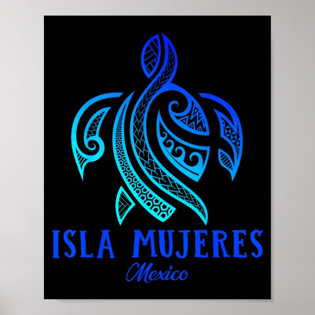 Isla Mujeres Mexico Sea Turtle Tie Dye Hibiscus Va Poster (Framsidan)