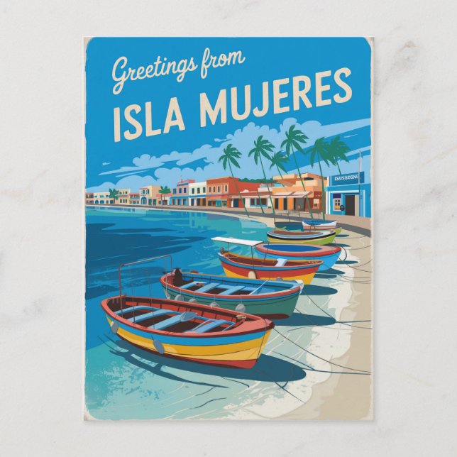 Isla Mujeres Mexico Vintage Vykort (Framsida)