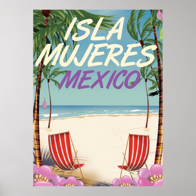 Isla Mujeres Mexiko strand affisch (Framsidan)