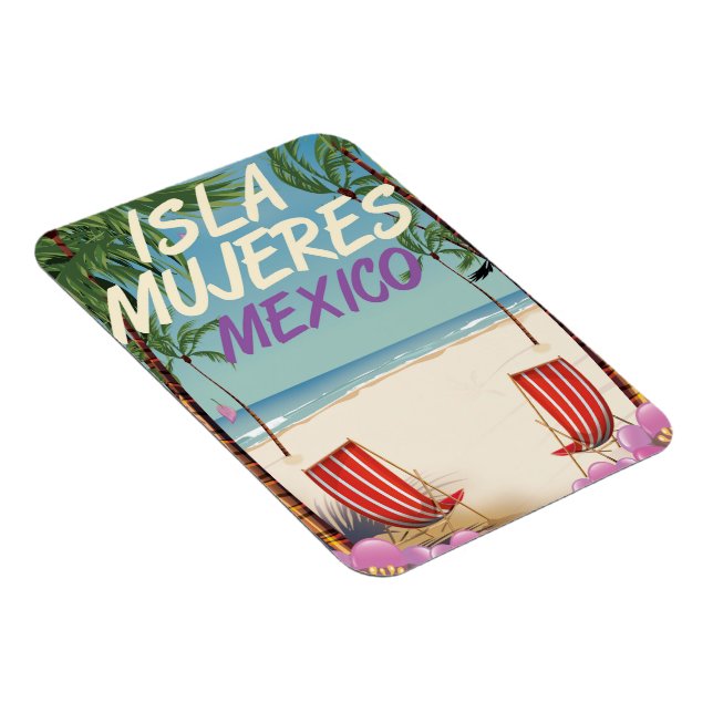 Isla Mujeres Mexiko strand affisch Magnet (Högersidan)