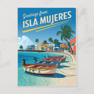 Isla Mujeres Mexiko vintage Vykort