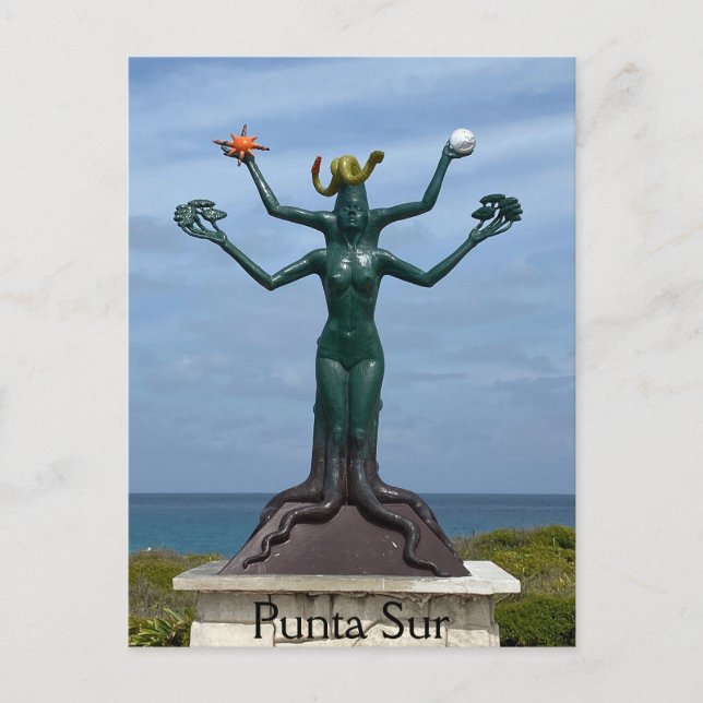 Isla Mujeres Postcard of Mayan Vishnu Vykort (Framsida)